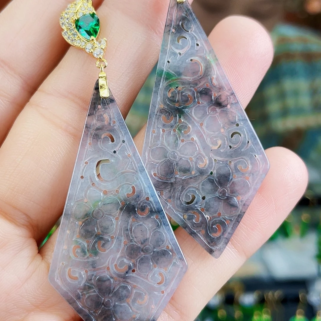 翡翠银S925镶嵌耳饰