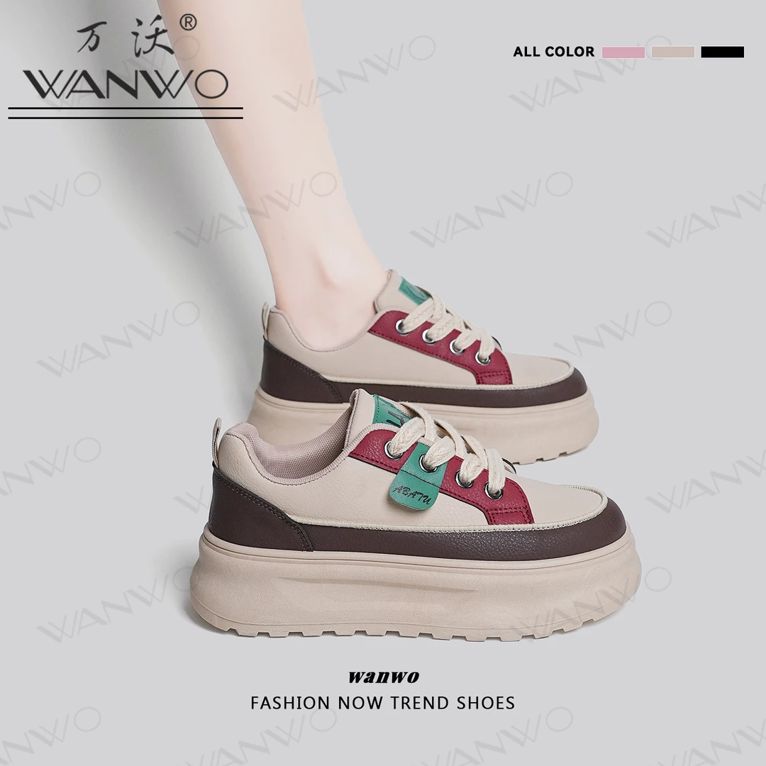 【增高5cm】小白鞋女厚底板鞋2025年春季新款脚小运动休闲鞋老爹鞋