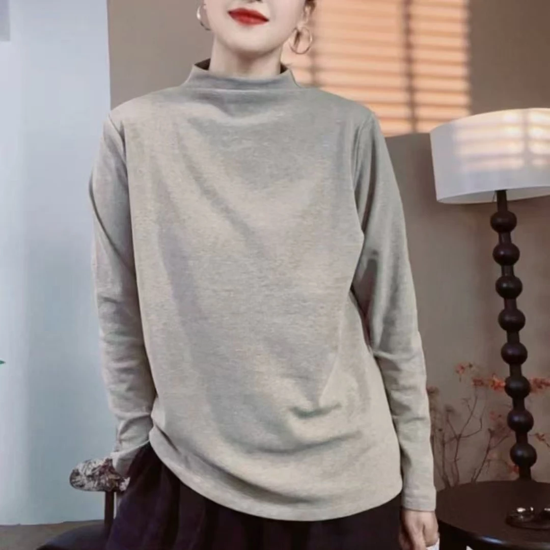 DD-秋冬新款纯色简约半高领打底衫