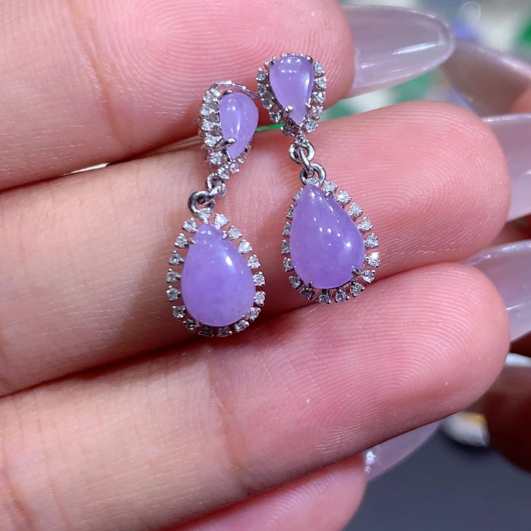 翡翠耳饰18K金镶嵌翡翠