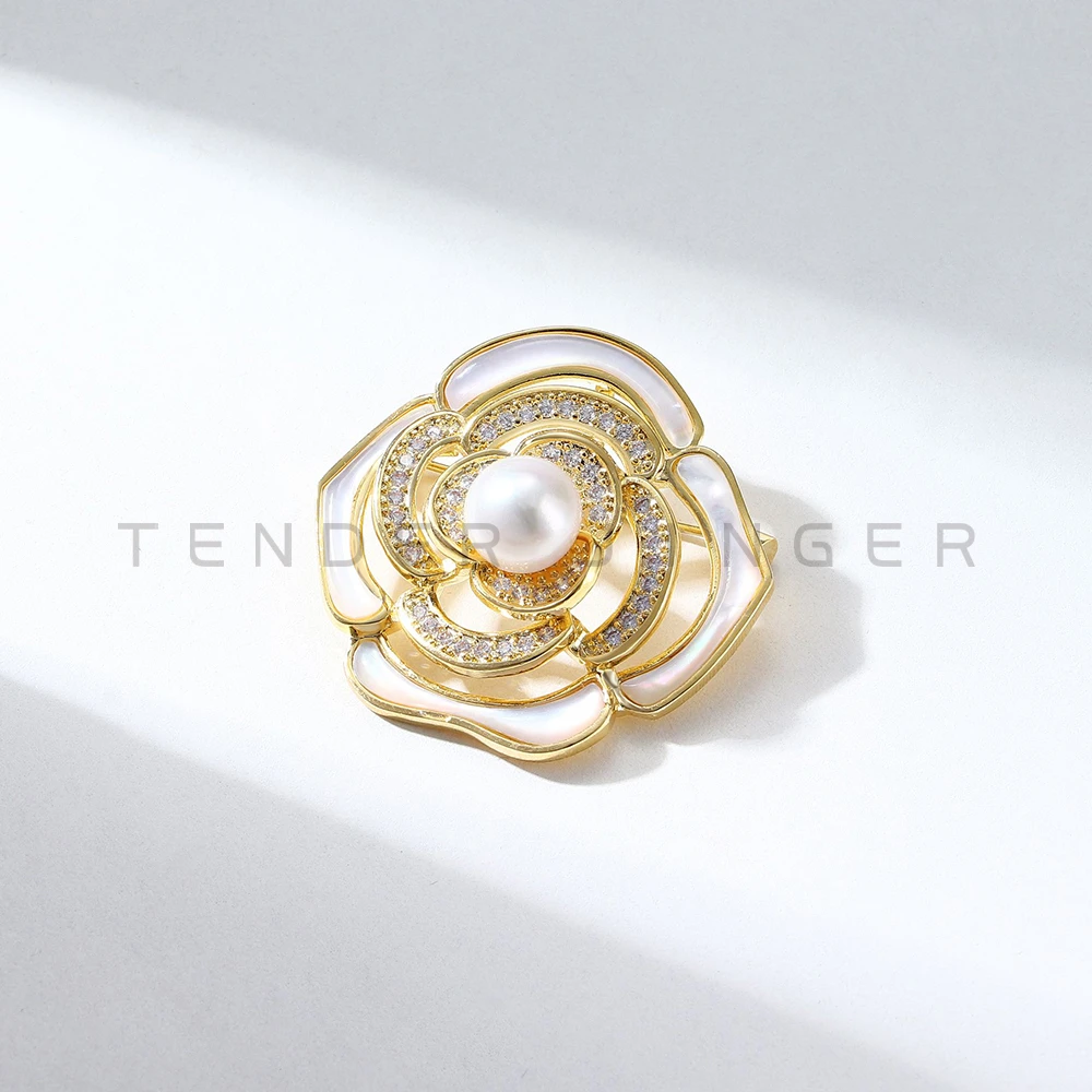 Tender Jinger 铜合金胸针 ｜线下专供【山茶花】胸针（约9MM左右）