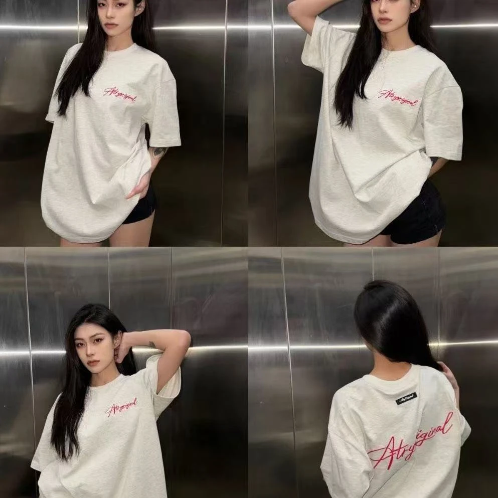 2025新款美式高街印花小众设计感短袖t恤女半袖宽松上衣