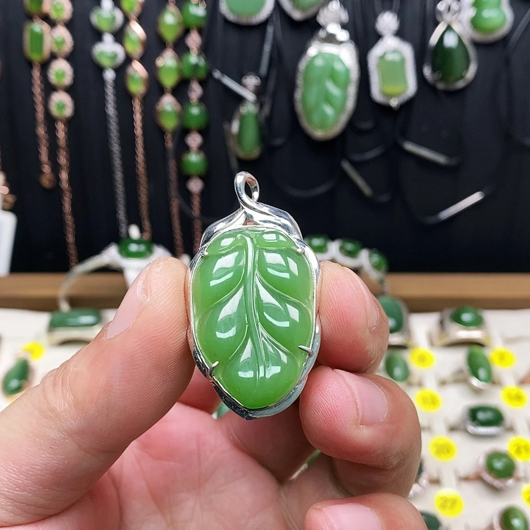 和田玉（碧玉）银S925镶嵌颈饰