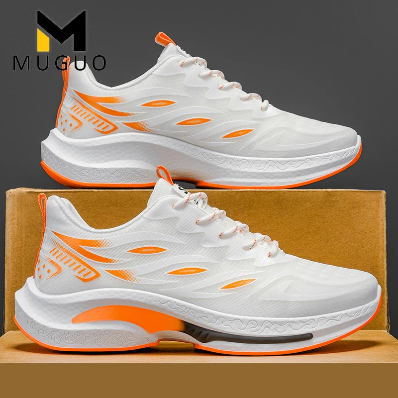 夏季透气男鞋新款青少年运动休闲跑步鞋轻便防臭老爹网面白色耐磨