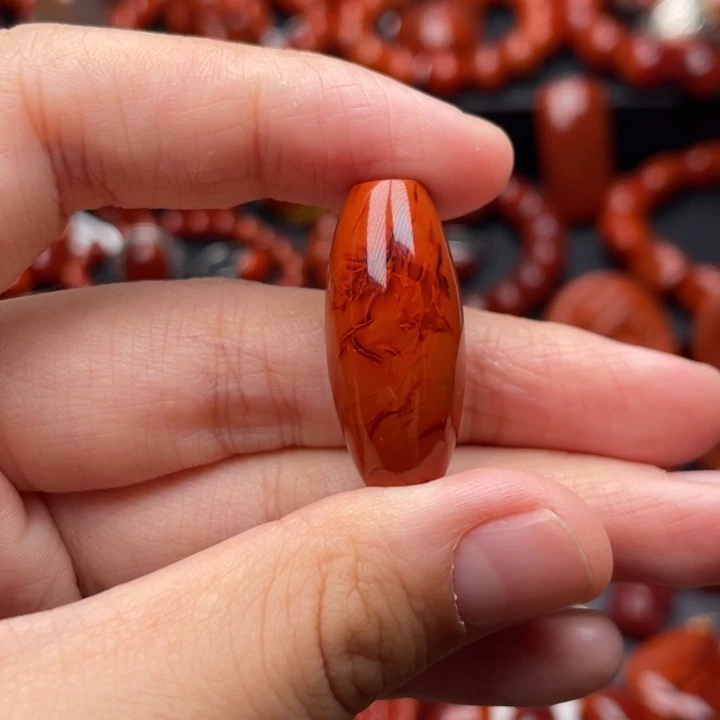 南红玛瑙未镶嵌珠宝奇石桶珠吊坠