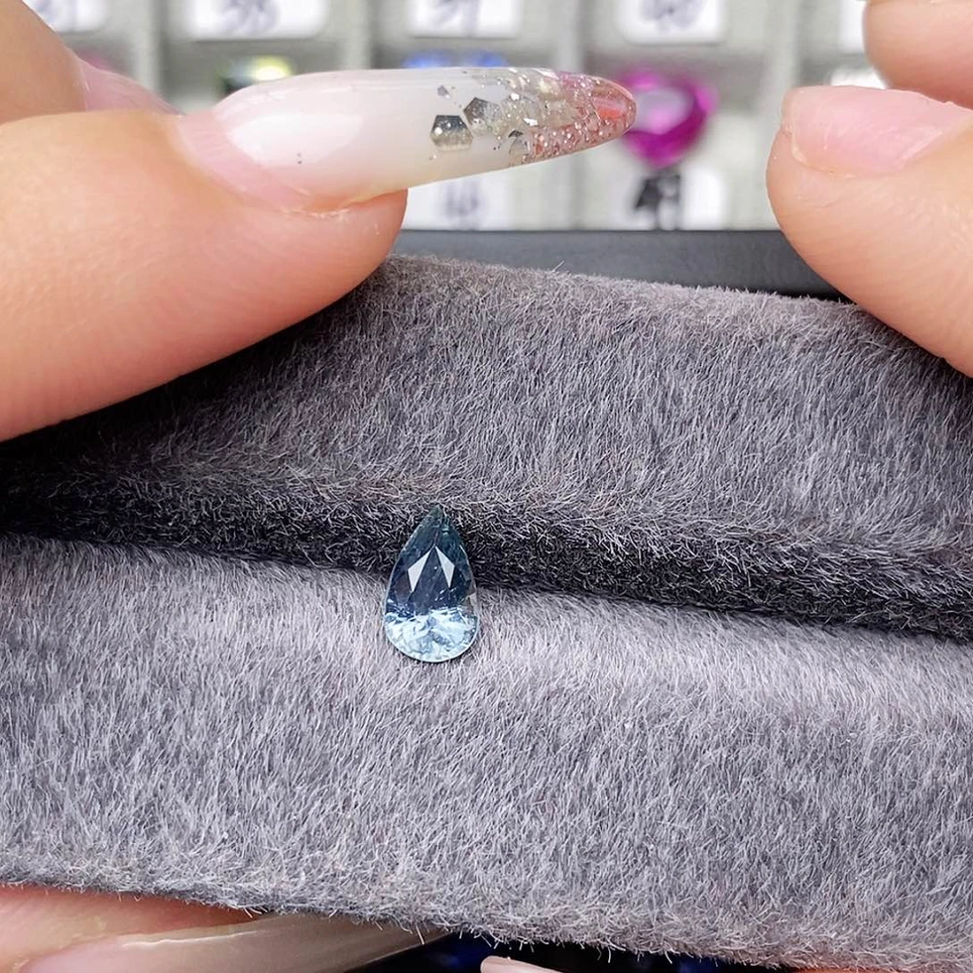 裸石蓝宝石无烧Teal浅灰蓝色调雾霾蓝1.0ct/0070