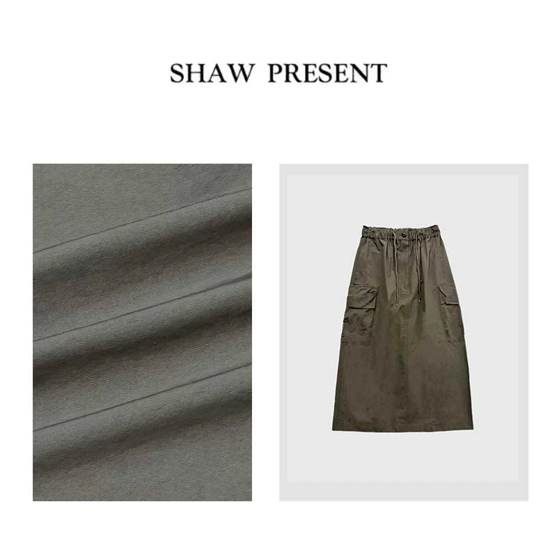 Amor 宫柳  松紧腰显瘦双侧口袋 显瘦A字工装裙YQ-624H067