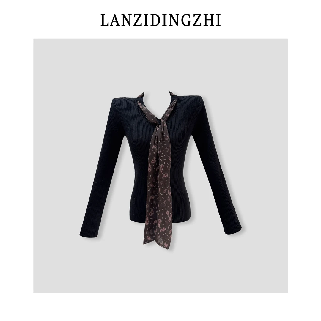 「港风千金」港风古早美女感V领纯色老钱高级感气质毛衣针织上衣