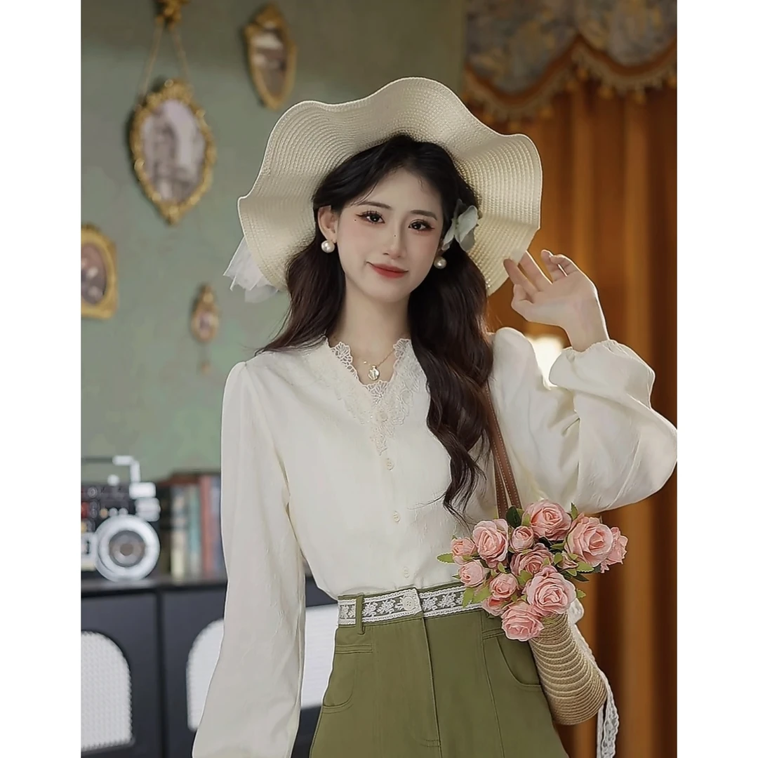 思思港风 2025春秋夏季新款显瘦气质显瘦设计感长袖衬衫#7785