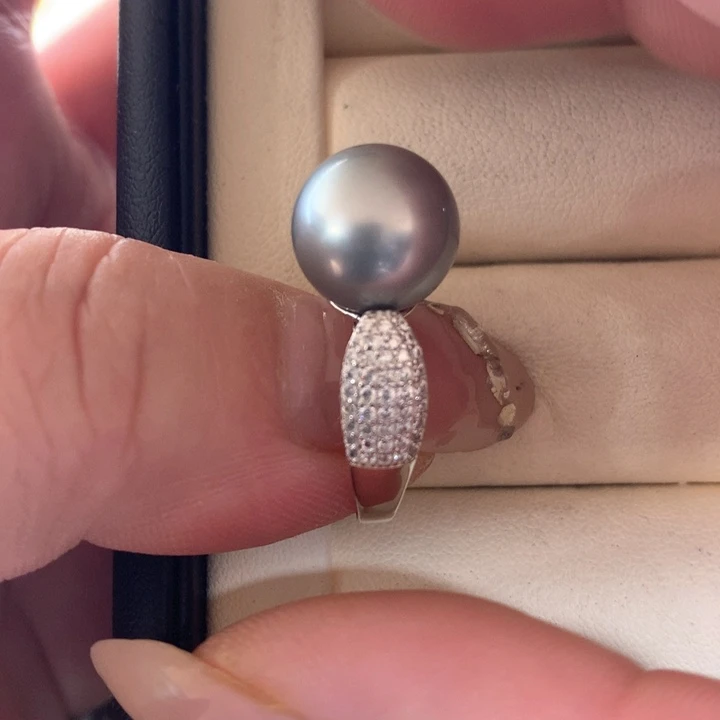 银S925镶嵌戒指海水珍珠