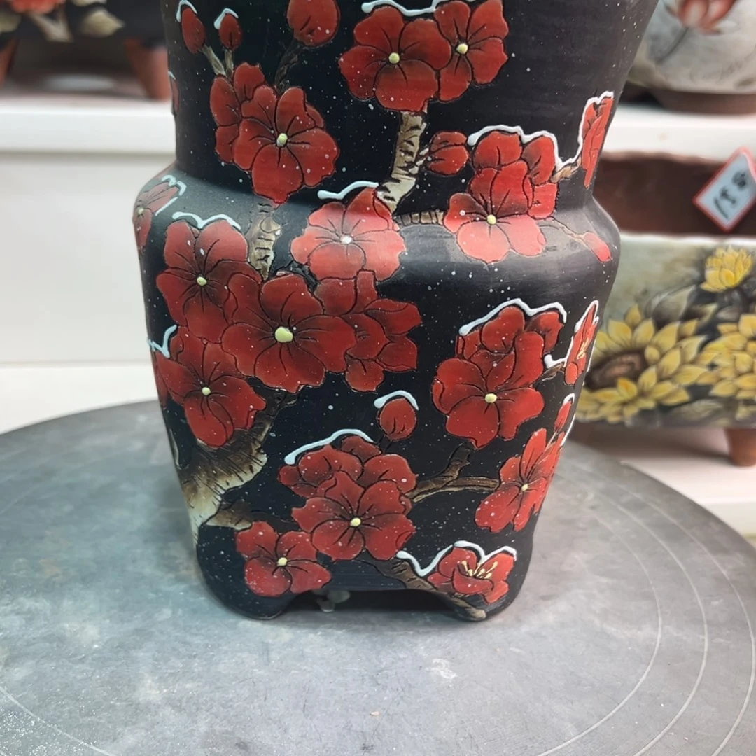 花盆紫砂手绘花盆129