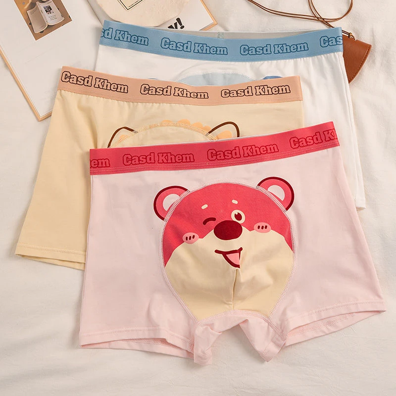 动物内裤~男士内裤秋冬95棉可爱亲肤抗菌四角裤粉色搞怪平角裤头