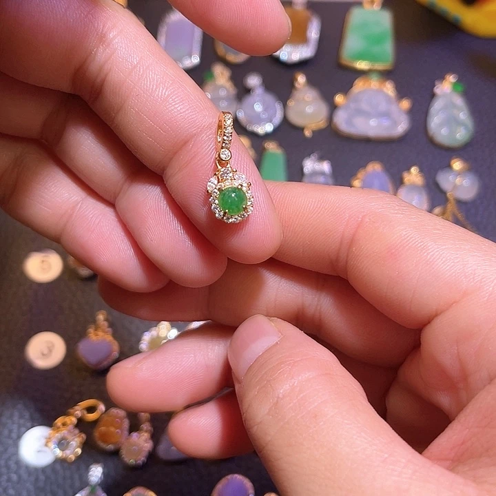 翡翠银S925镶嵌吊坠(不含链)天然翡翠