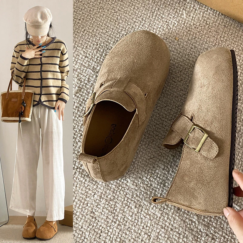 欧码勃肯鞋秋冬一脚蹬女鞋默认尺码类型棕色系