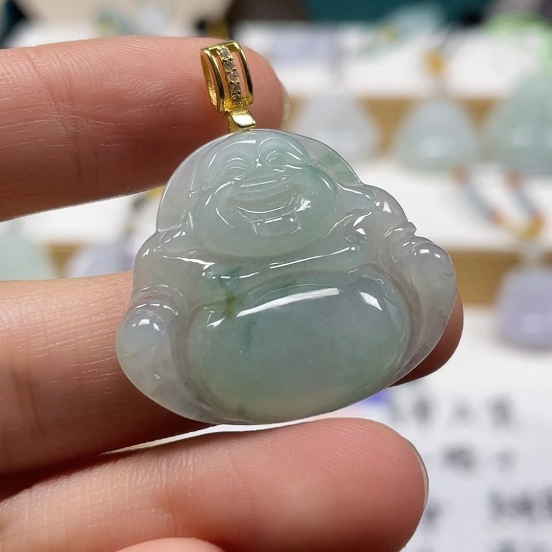 翡翠未镶嵌颈饰天然翡翠佛公吊坠55号