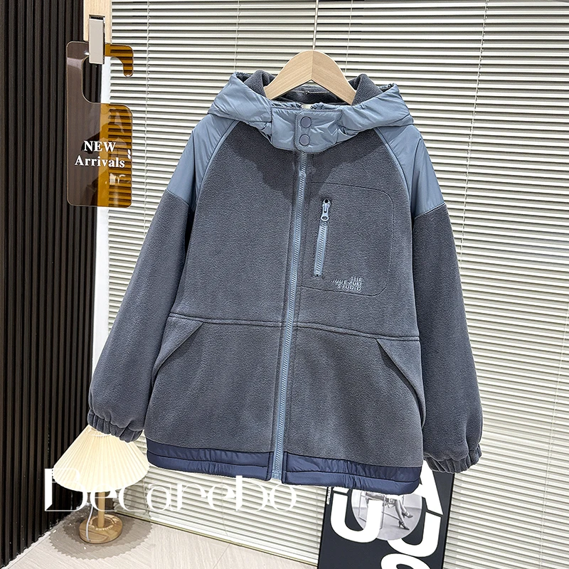 【加绒加厚】青少年男童秋冬摇粒绒外套儿童装中大童厚款保暖衣服潮