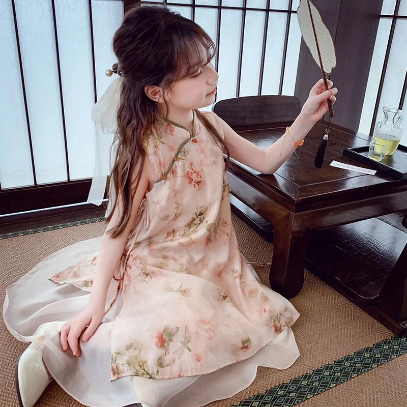 2025新款女童旗袍汉服连衣裙改良新中式裙子儿童装公主裙夏季薄款