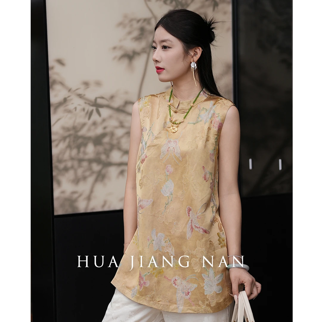 【瑞蝶凝香】香云纱新中式国风女装复古时尚老钱风无袖上衣日常夏季