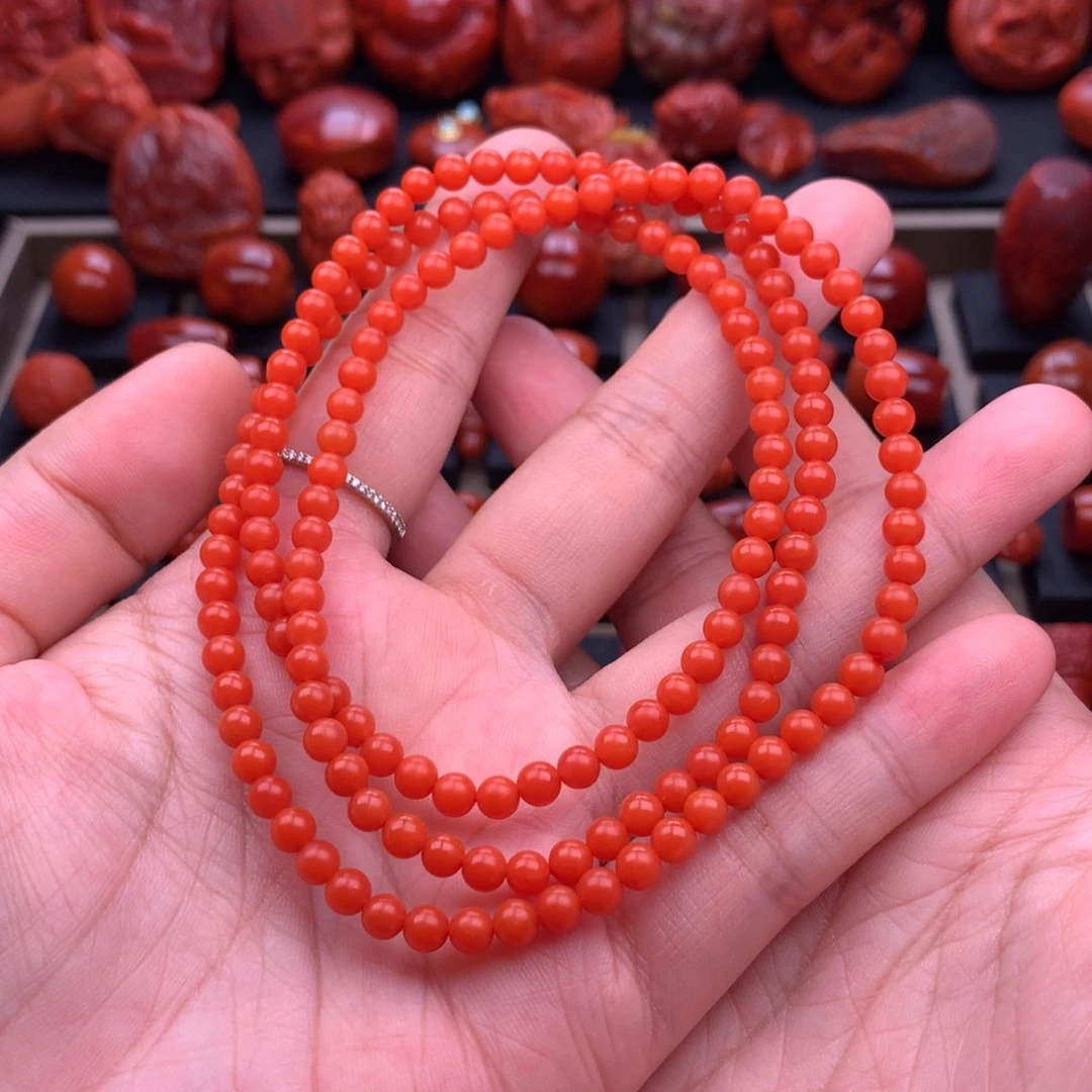 南红玛瑙未镶嵌保山货头佛珠4.6mm