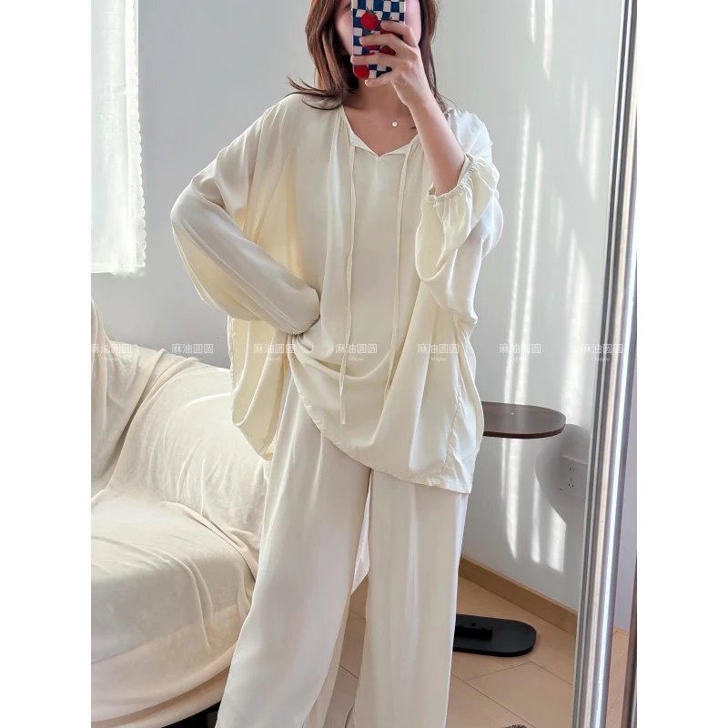 【喜欢纯色的】棉绸家居服凉爽松弛感睡衣女套装舒适休闲防凸点