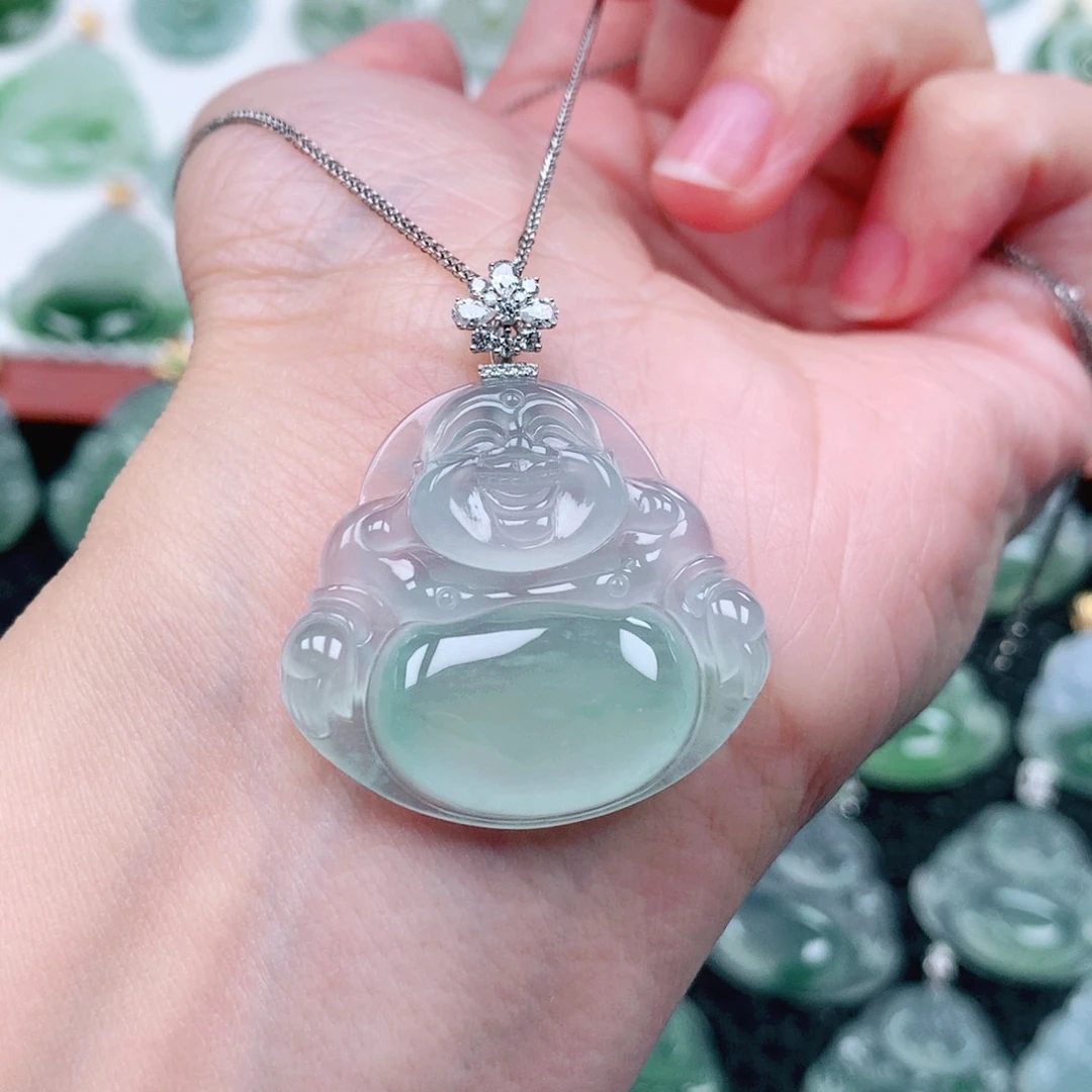 吊坠(不含链)18K金镶嵌翡翠超****女