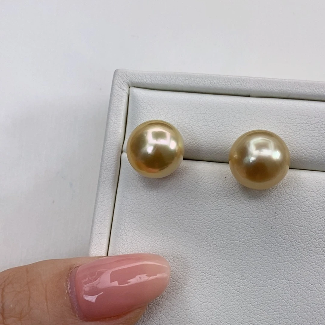 18K金镶嵌海水珍珠耳饰12-13mm