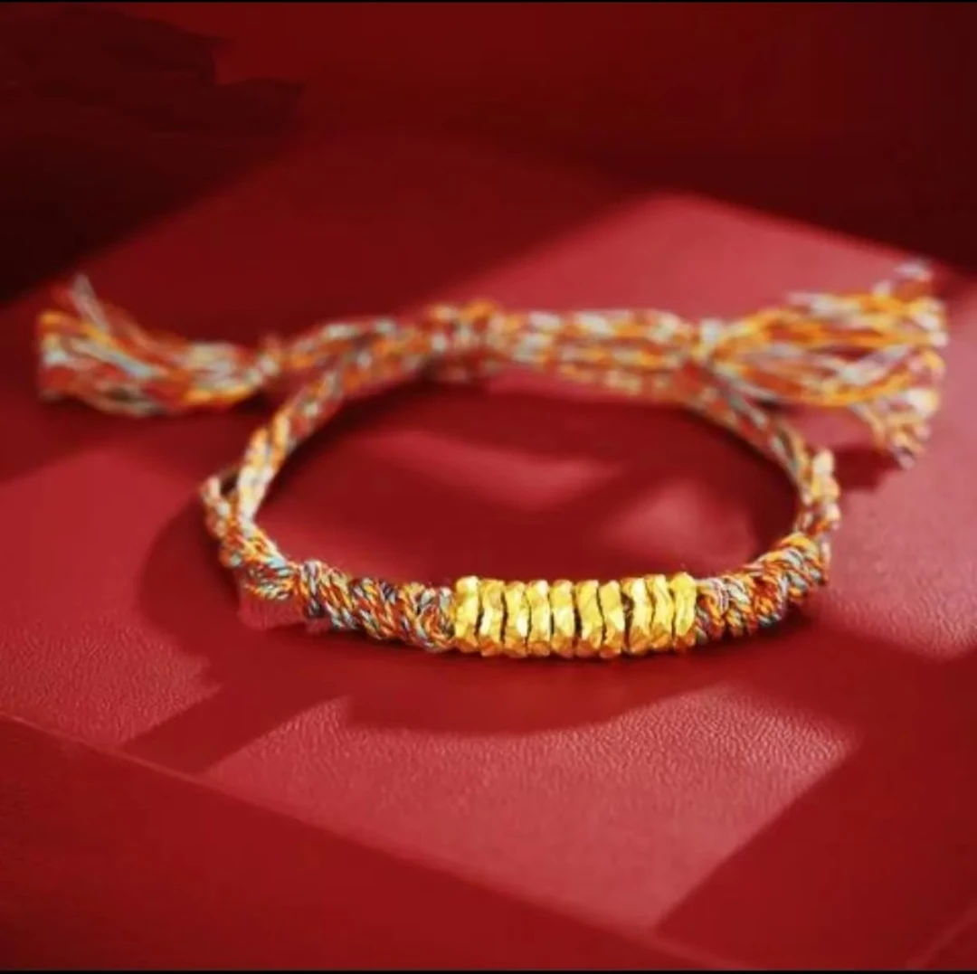 【七夕饰品】足金盘缠小黄金手编新中式招财纳福精致小众满分礼物