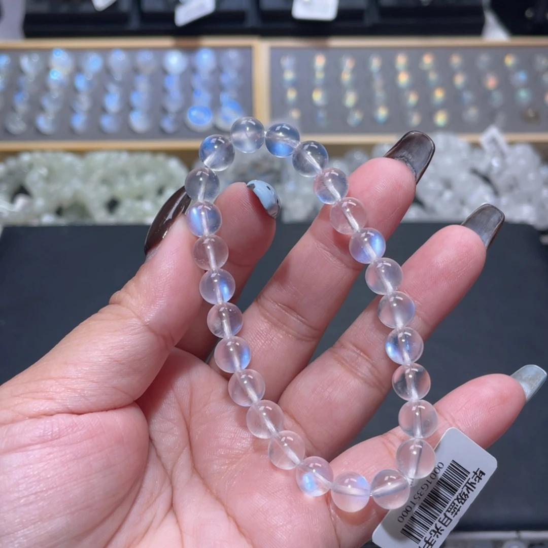 W***y长石手链未镶嵌蓝月光手链7mm+