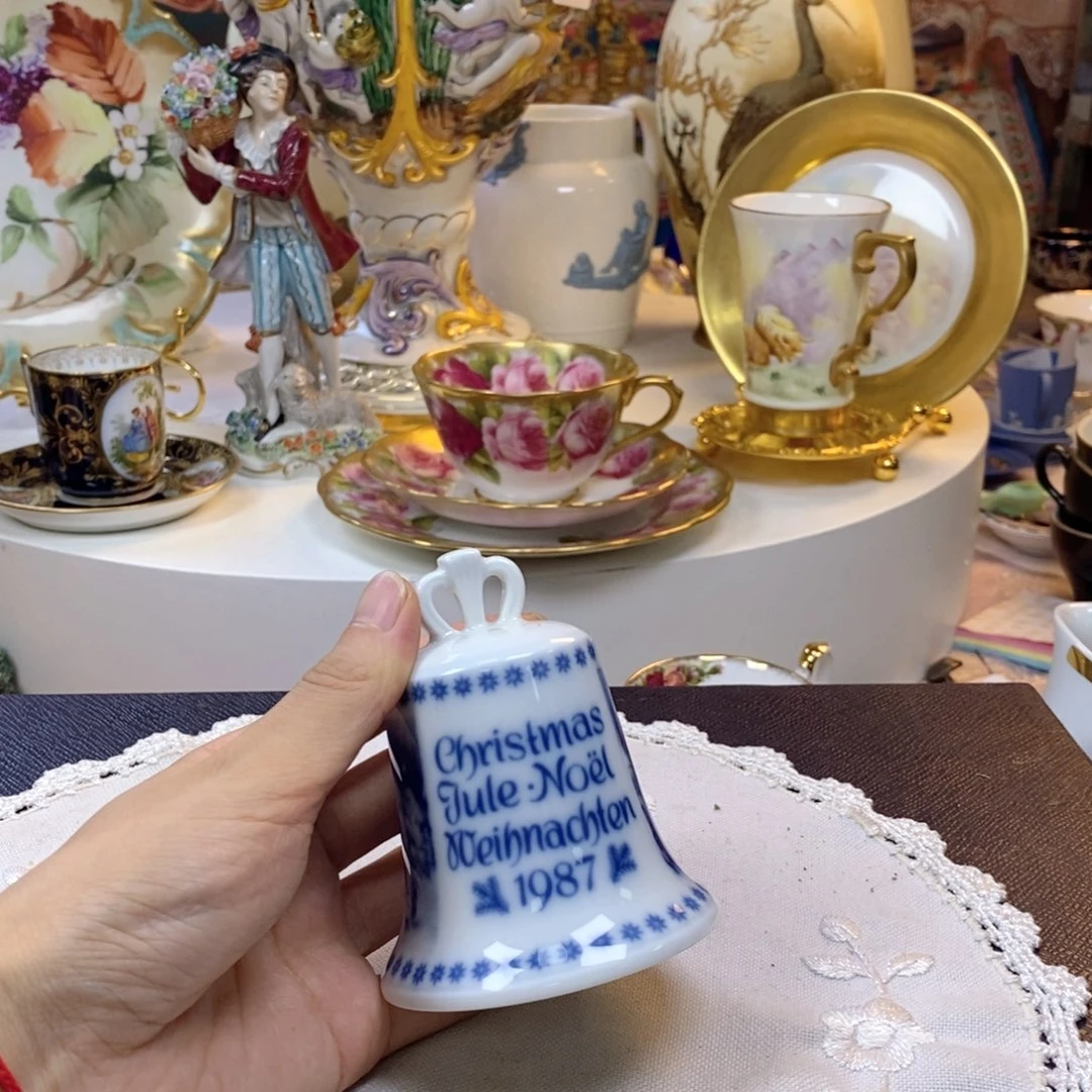 瓷片咖啡杯水晶杯摆件