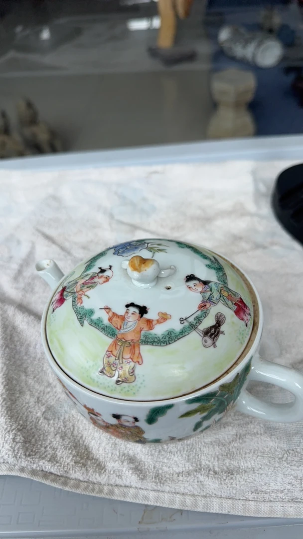 浅洚彩三娘教子茶壶