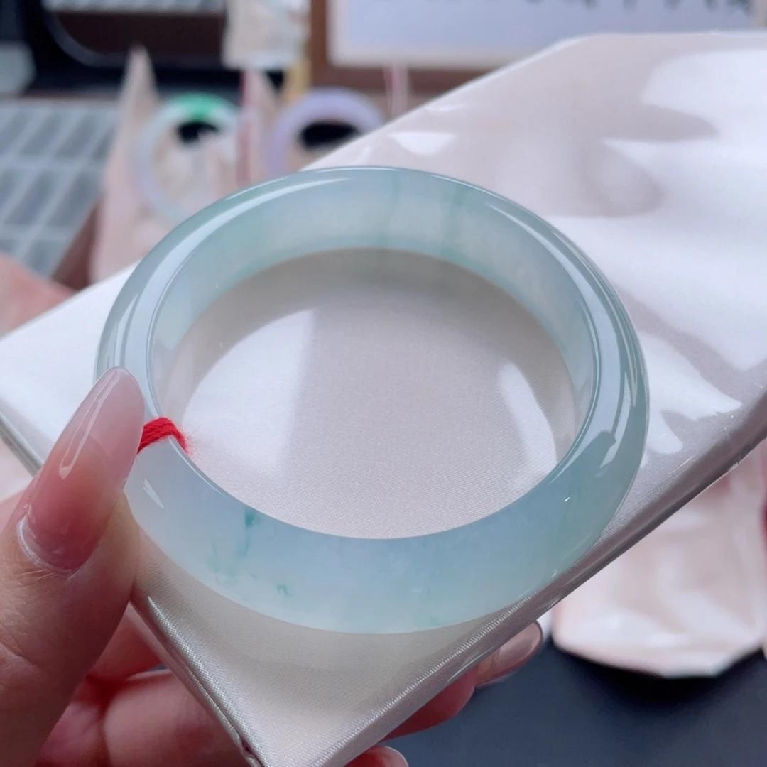 未镶嵌手镯翡翠56.1冰晴水 冰透起光感 小万完美12号捡漏