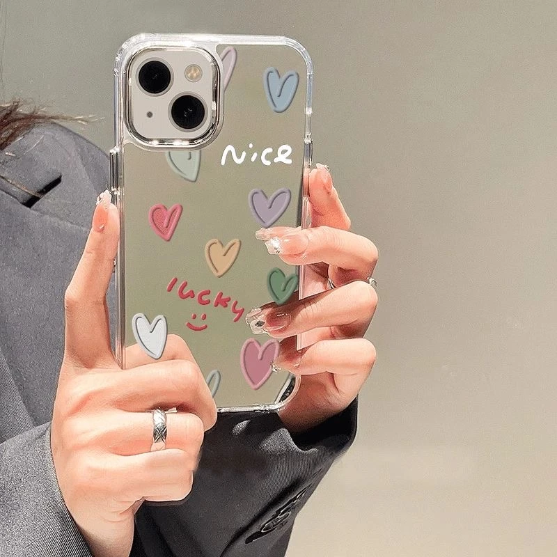苹果/华为/小米/VIVO/OPPO新款创意网红电镀镜面油画爱心软手机壳