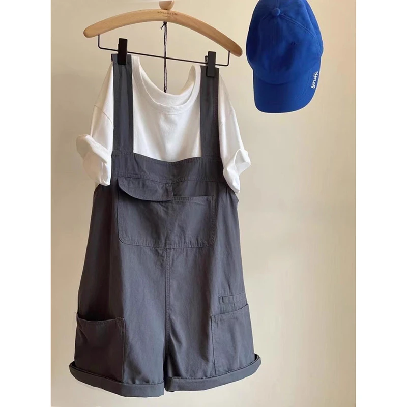 特大码300斤设计感工装背带短裤夏季新款韩版减龄显瘦休闲阔腿裤