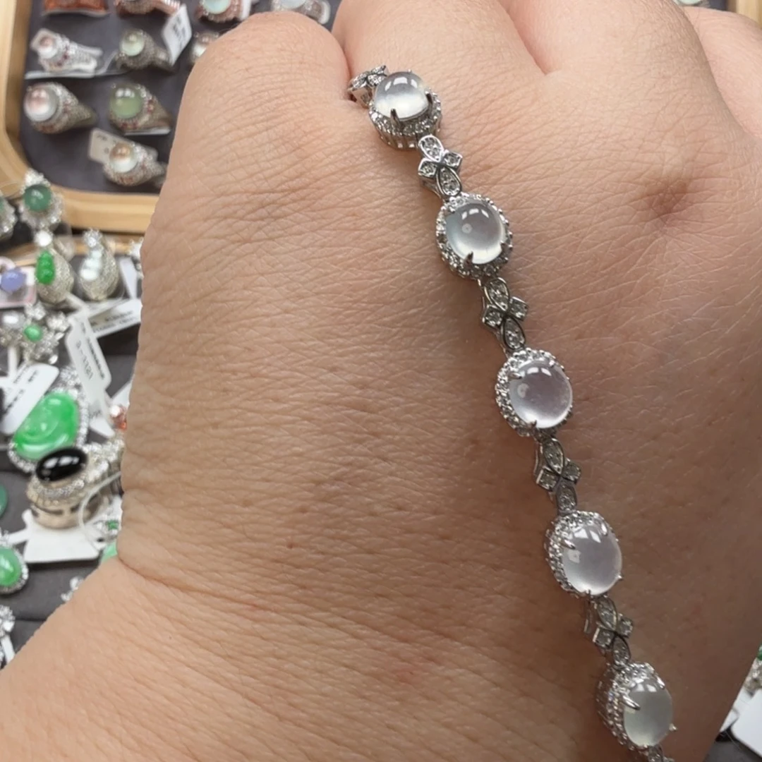 翡翠银S925镶嵌戒指8023