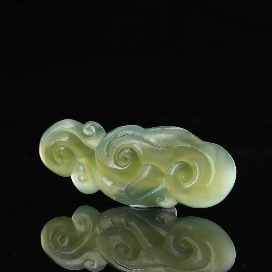 Y0639和田玉挂件-猫眼如意灵芝