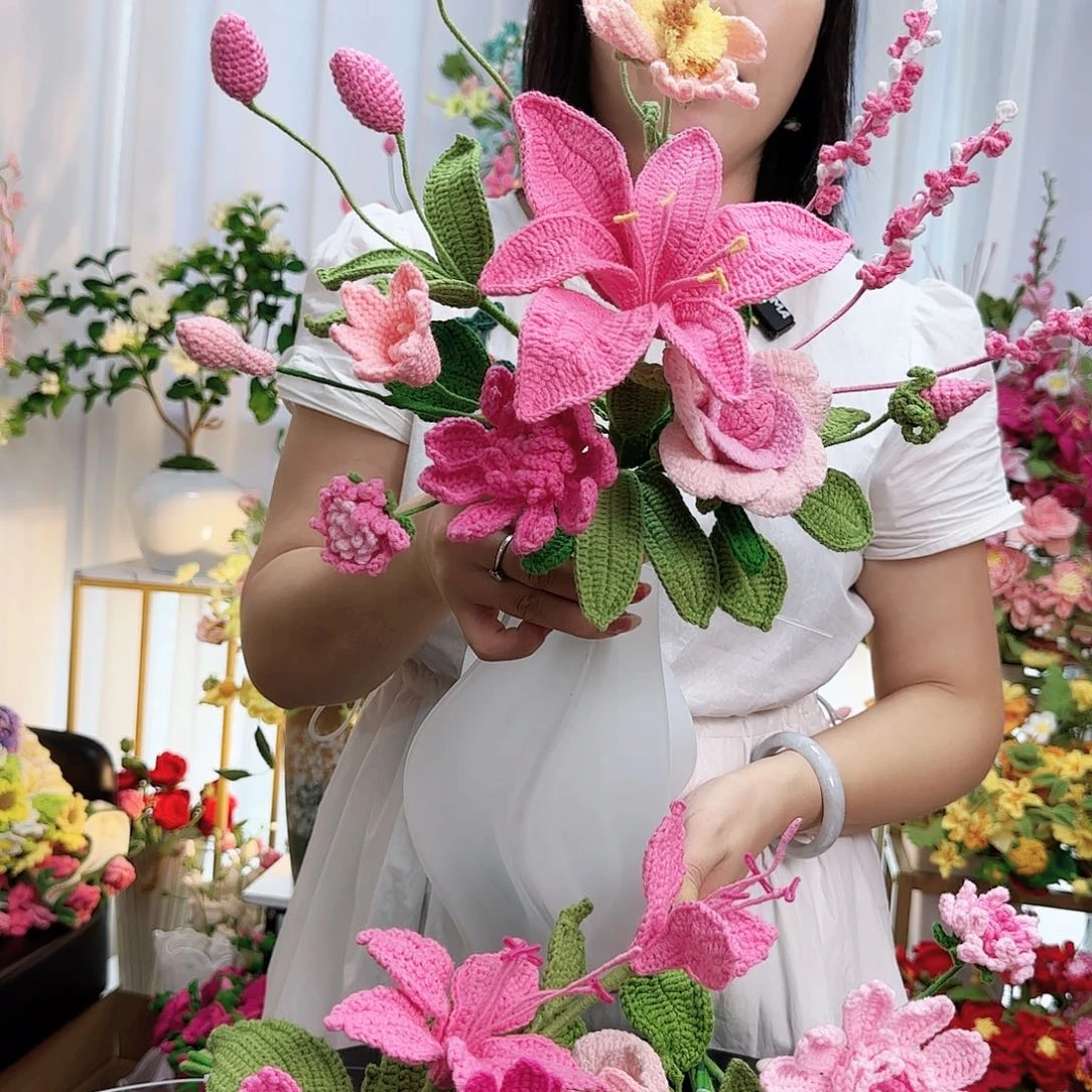莱赛尔纤维棉手工钩织花束