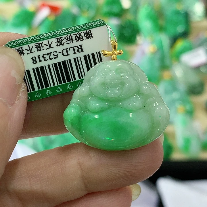 翡翠颈饰18K金镶嵌挂件