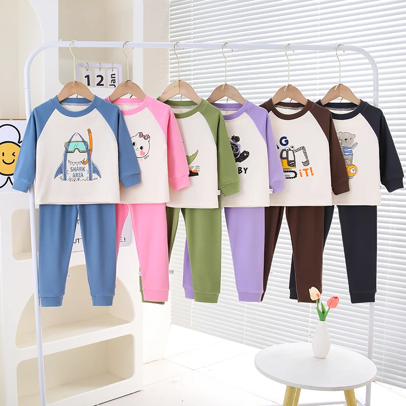 【现货清仓】春秋必备款儿童卡通撞色舒适家居服套装