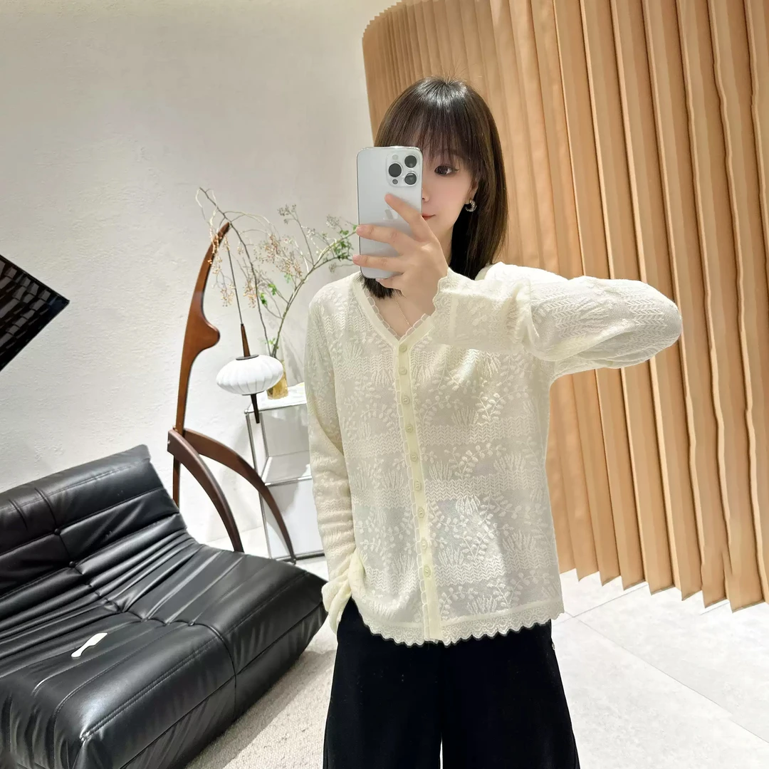 【褚培培自制】春夏超级好穿莱塞尔天丝羊毛的蕾丝上衣开衫外套女