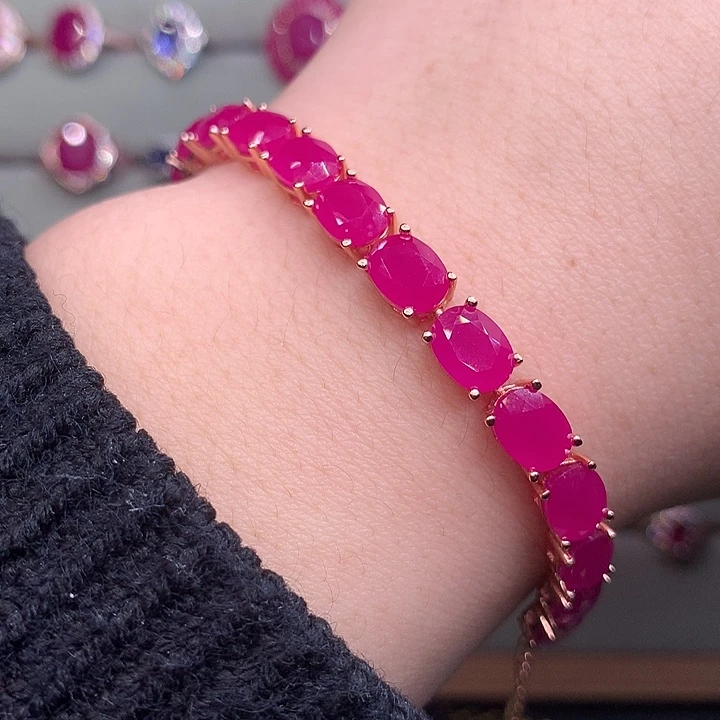 手链红宝石银S925镶嵌