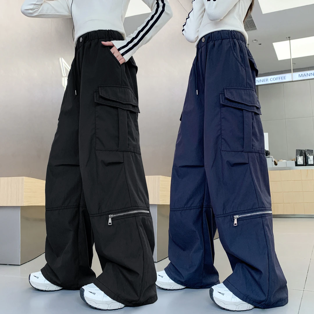 女童春秋工装裤儿童休闲长裤2025新款洋气女大童秋装宽松裤子潮酷