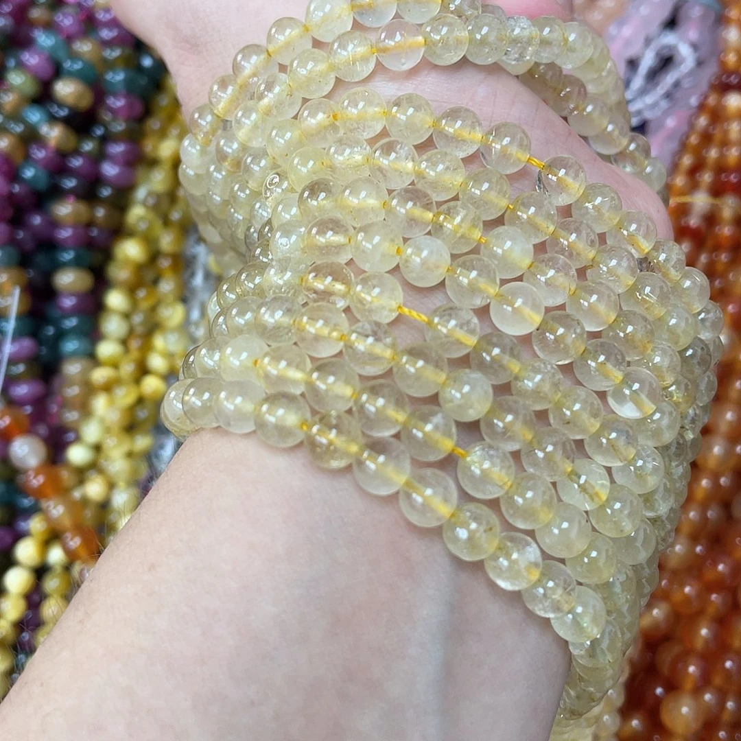 玛瑙/玉髓未镶嵌半成品金发晶6m散珠