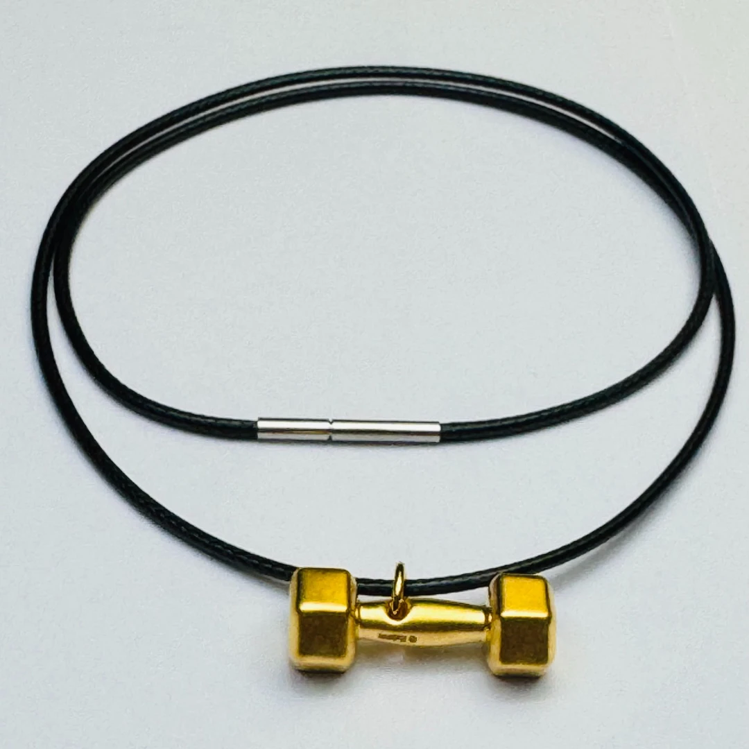 119#足金999 黄金 哑铃吊坠