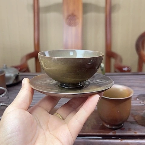 戬谷龙窑坭兴陶柴烧茶杯