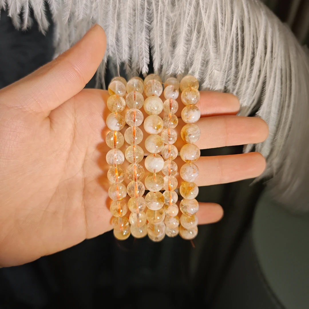 【遇见轻奢珠宝】-0018-天然黄水晶单圈手链珠径7-8多样性发1