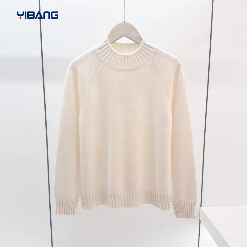 谊邦『康赛妮小山羊绒』厚款纯色半高领插肩袖百搭上衣服时尚女装