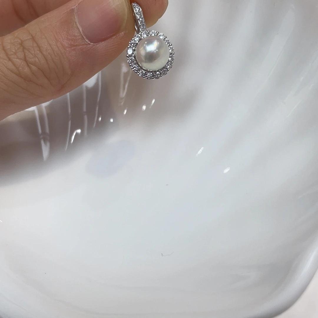 吊坠(不含链)银S925镶嵌海水珍珠