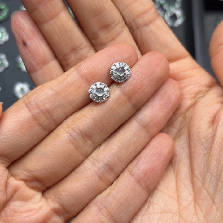 翡翠银S925镶嵌耳饰