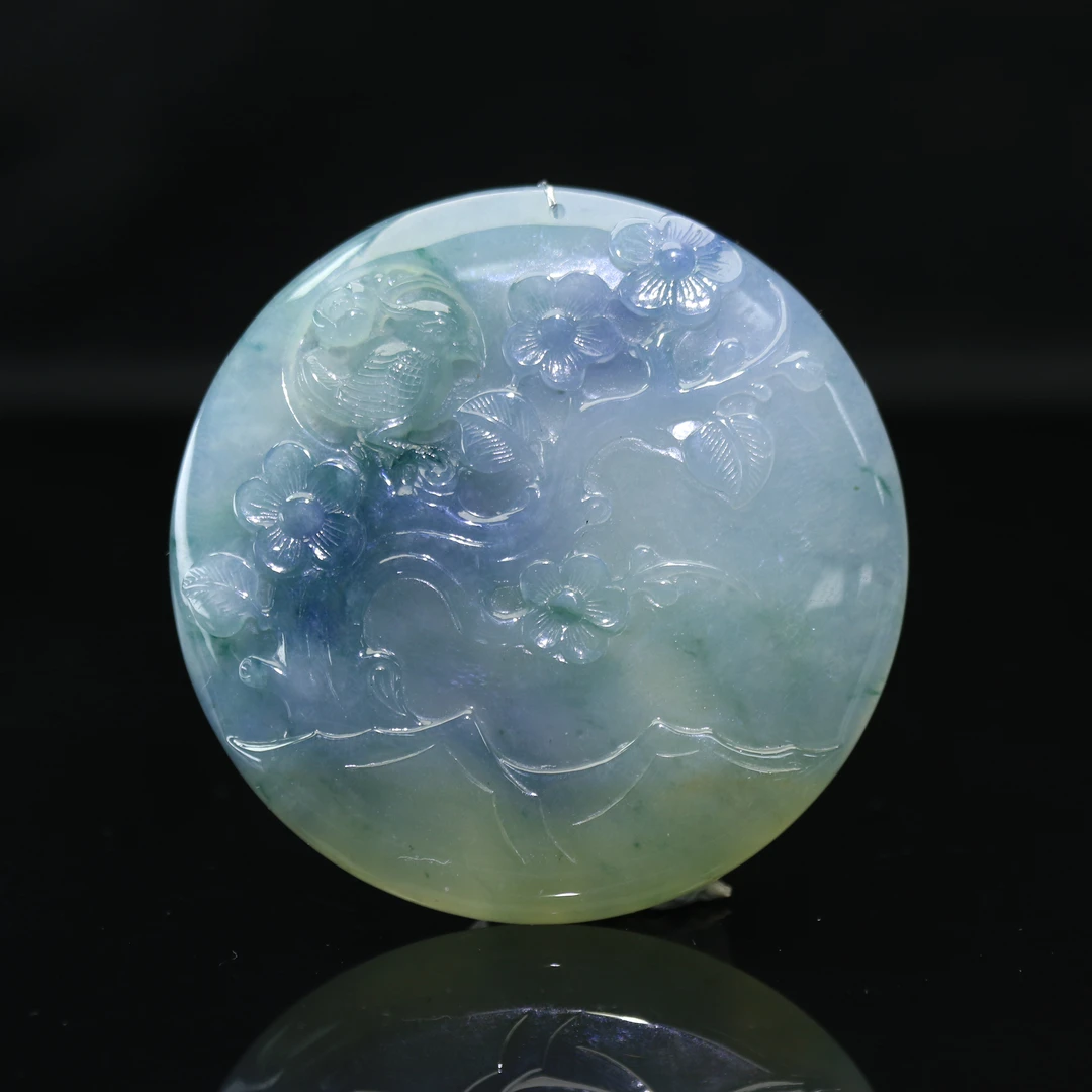 44天然缅甸翡翠A货喜上眉梢/600092/北京中保拍卖