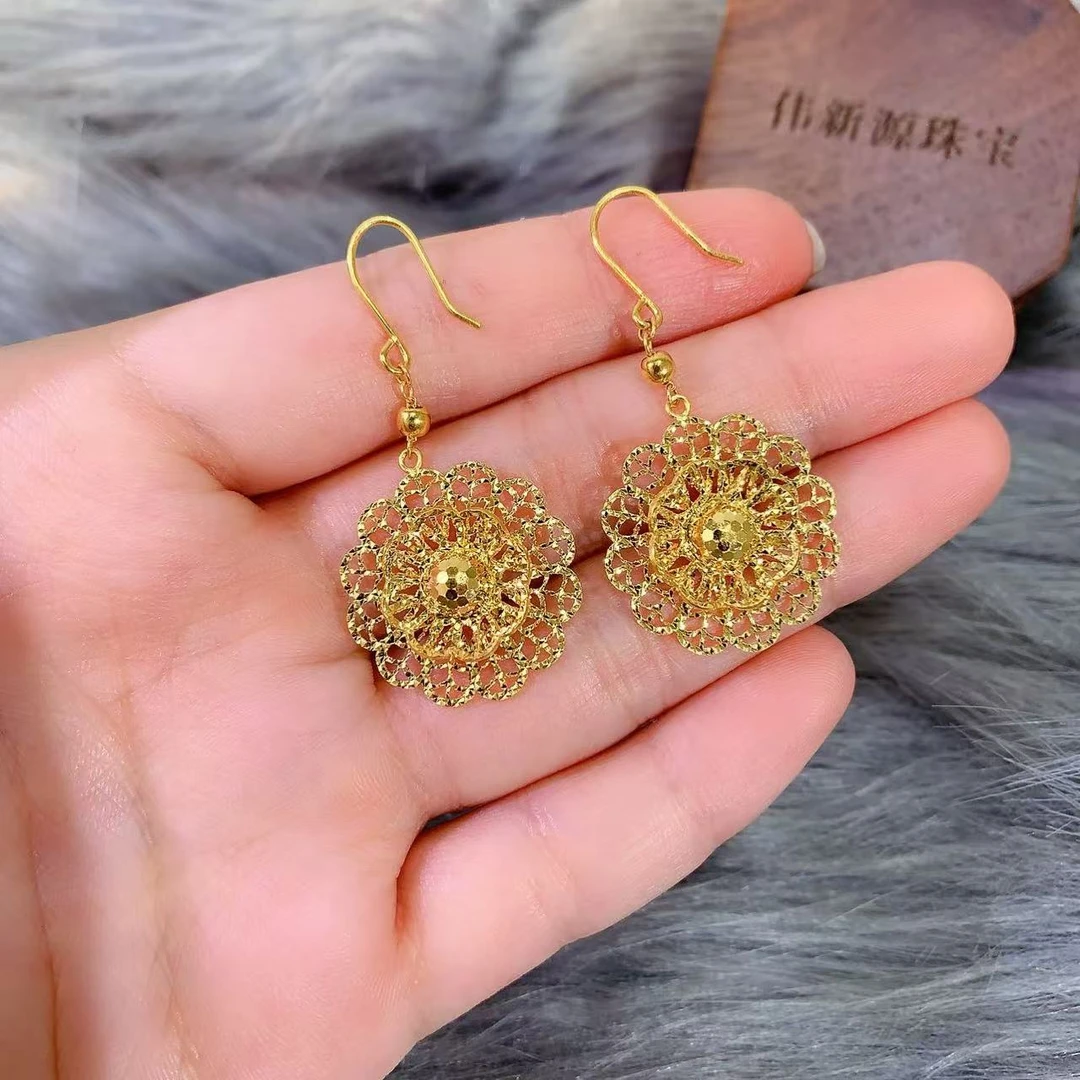 【伟新源】足金999 5G工艺 大花耳钩6.15克